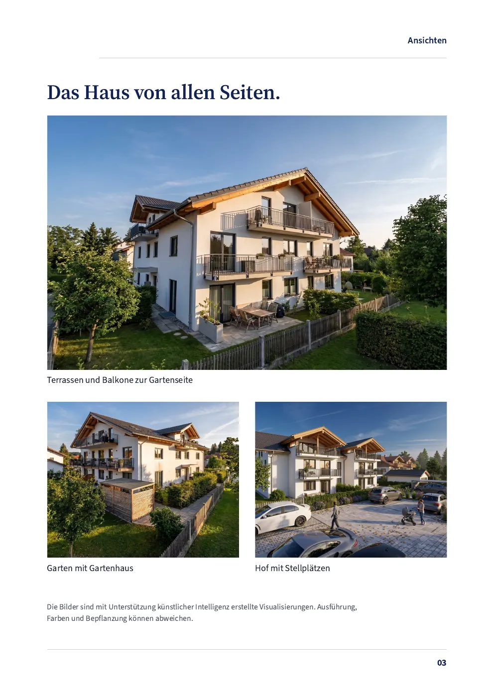 Exposéseite mit Ansichten des Hauses