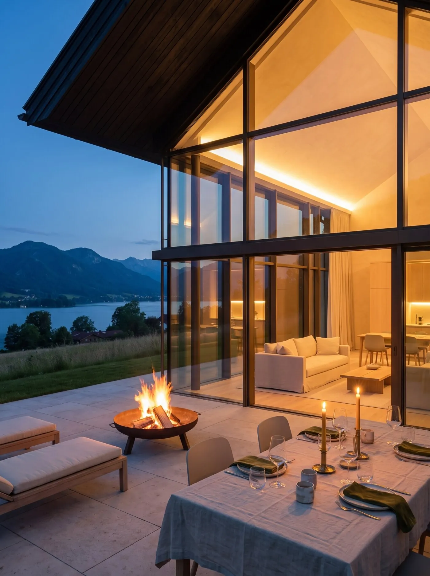 Visualisierung einer Terrasse mit Holzdeck