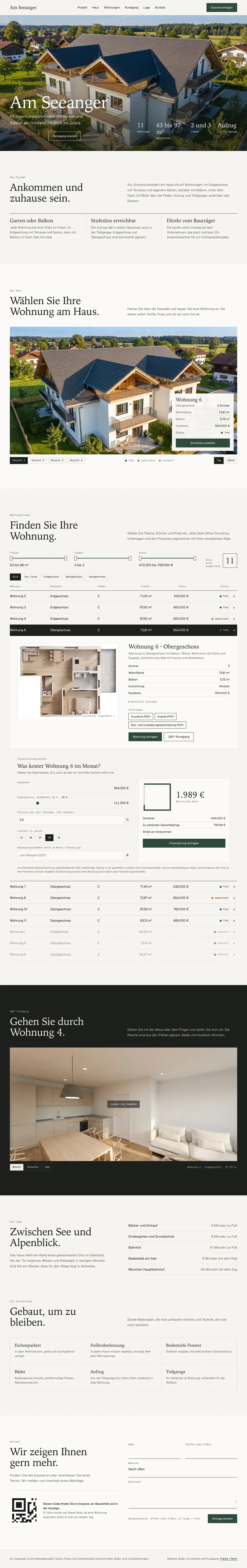 Beispiel einer Projekt-Website: Haus, Wohnungen, Grundrisse, Rundgang, Kontakt